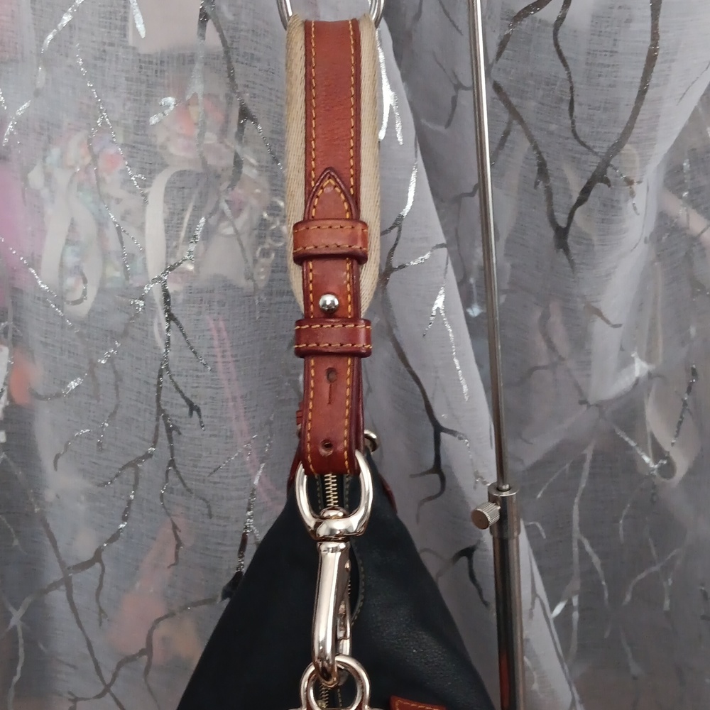 Dooney & Bourke Black Leather Hobo with Brown Trim - Picture 5 of 16